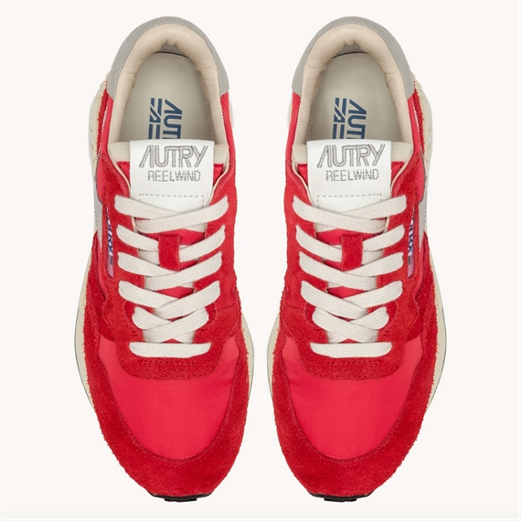 Autry Reelwind Low Sneakers, Red Nylon/Suede